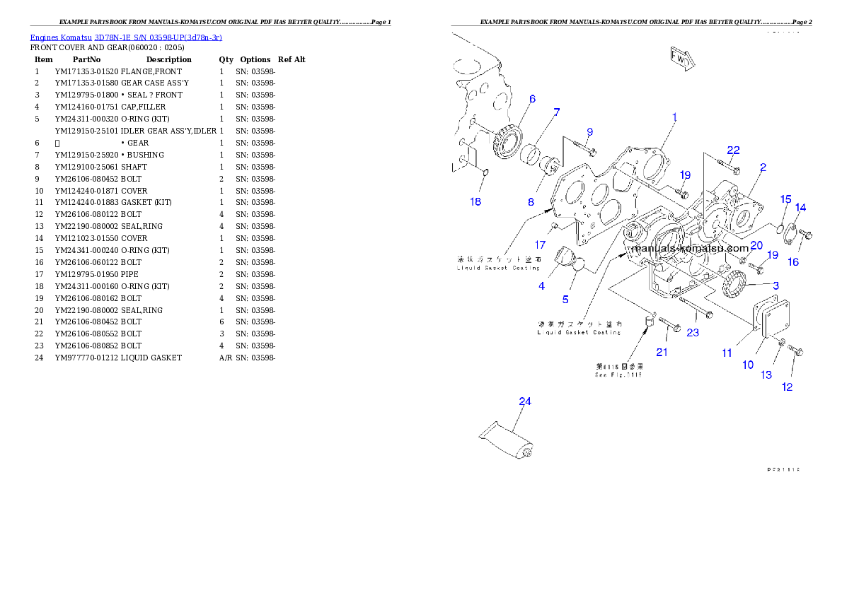 Protected: 3D78N-1E S/N 03598-UP Partsbook