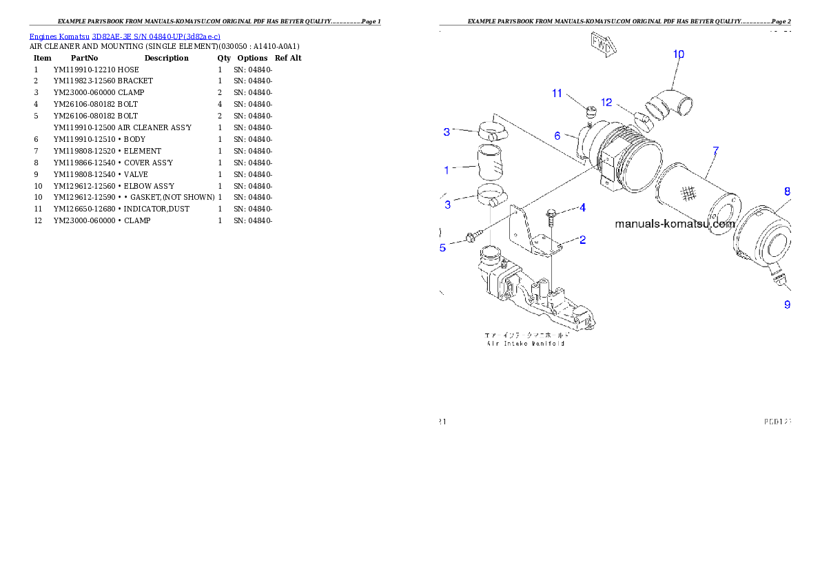 Protected: 3D82AE-3E S/N 04840-UP Partsbook