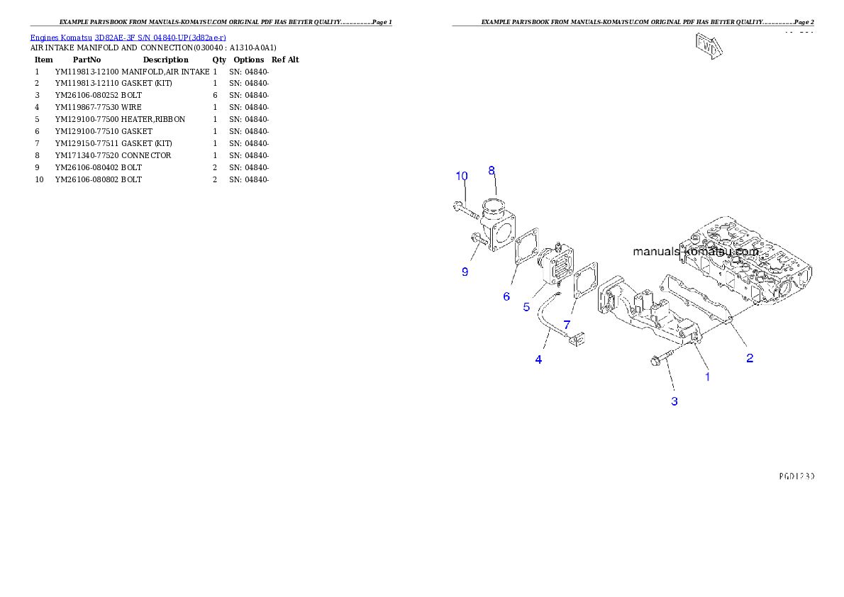 Protected: 3D82AE-3F S/N 04840-UP Partsbook