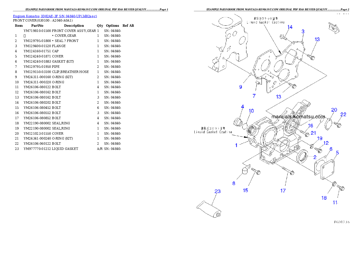 Protected: 3D82AE-3F S/N 04840-UP Partsbook