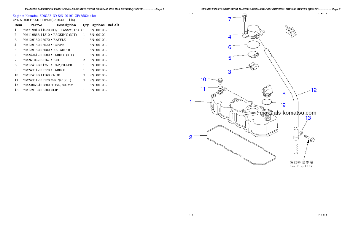3D82AE-3D S/N 00101-UP Partsbook