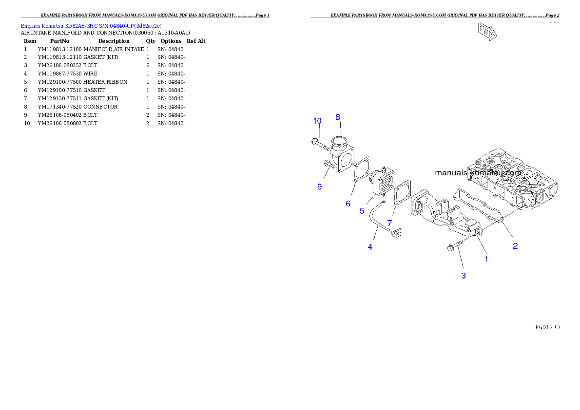 Protected: 3D82AE-3HC S/N 04840-UP Partsbook
