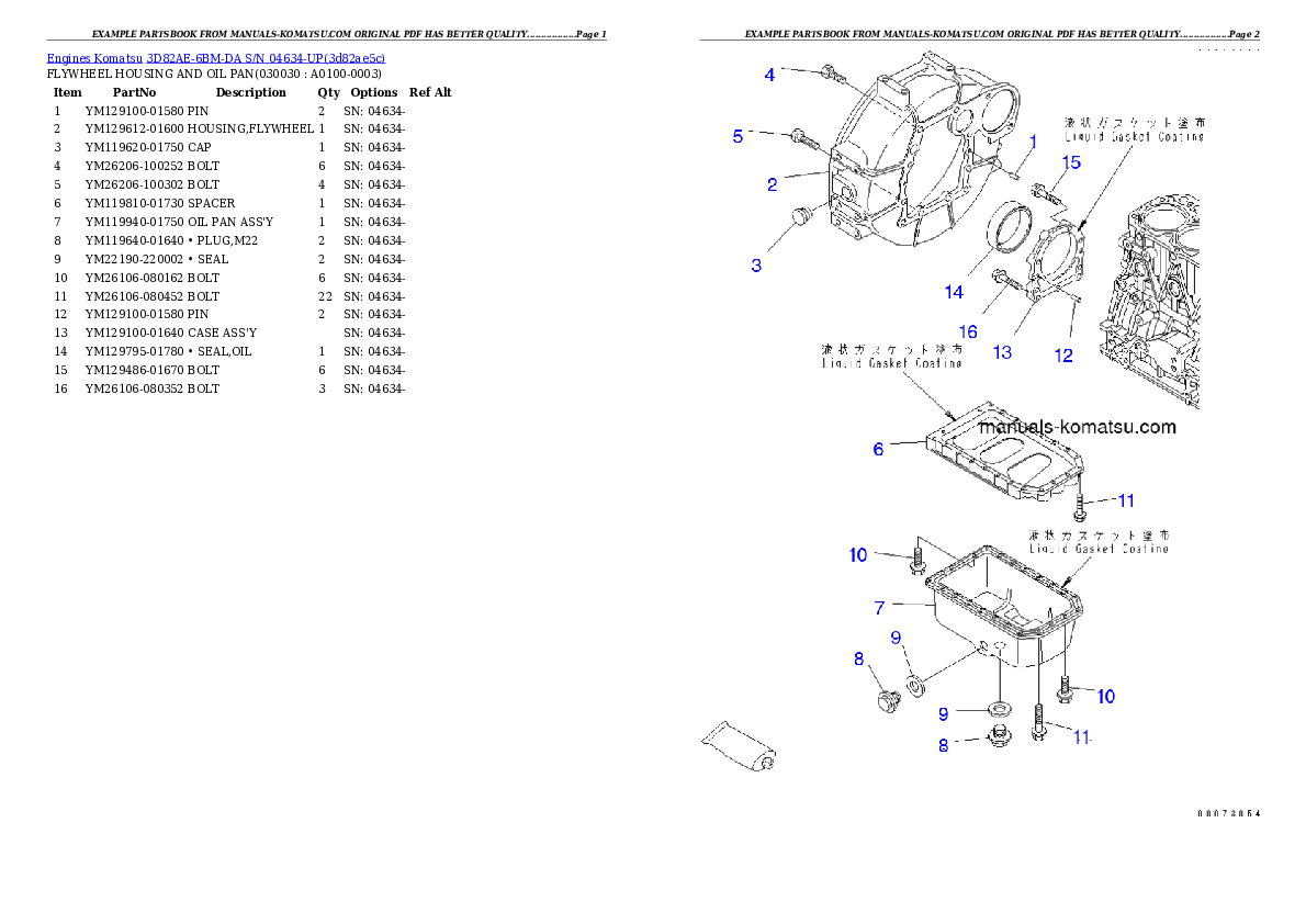 3D82AE-6BM-DA S/N 04634-UP Partsbook