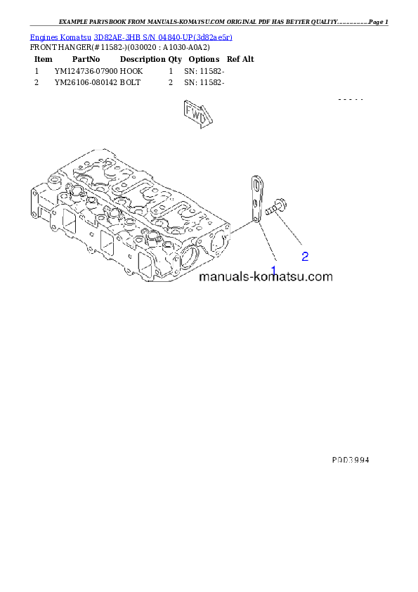 3D82AE-3HB S/N 04840-UP Partsbook