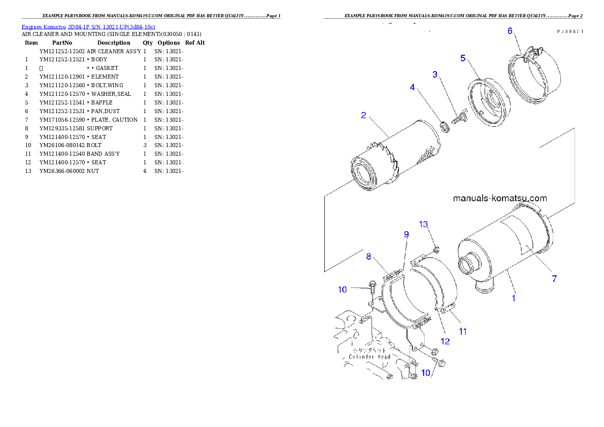 Protected: 3D84-1F S/N 13021-UP Partsbook