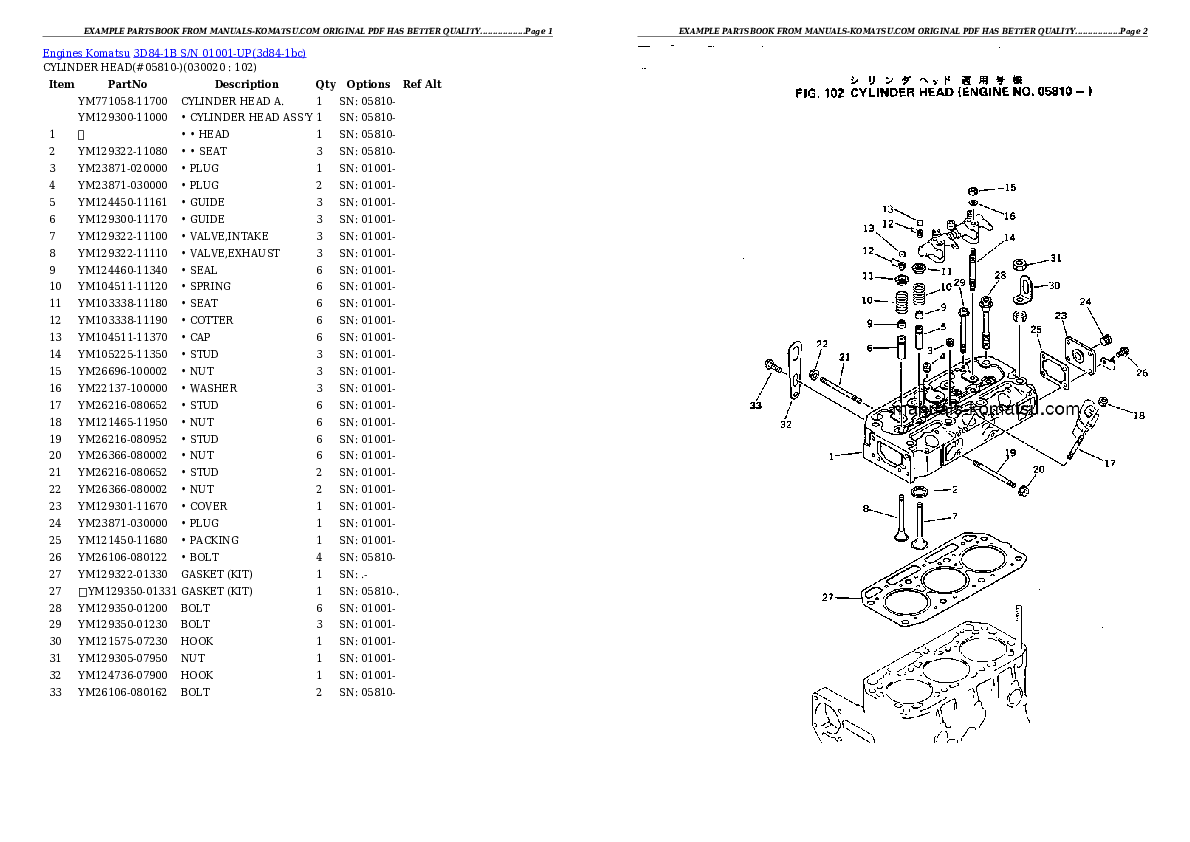 3D84-1B S/N 01001-UP Partsbook
