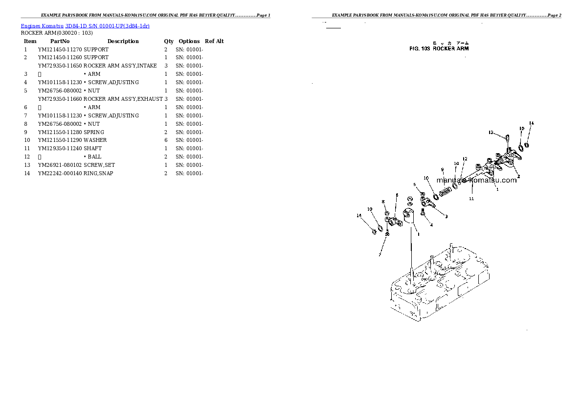 3D84-1D S/N 01001-UP Partsbook