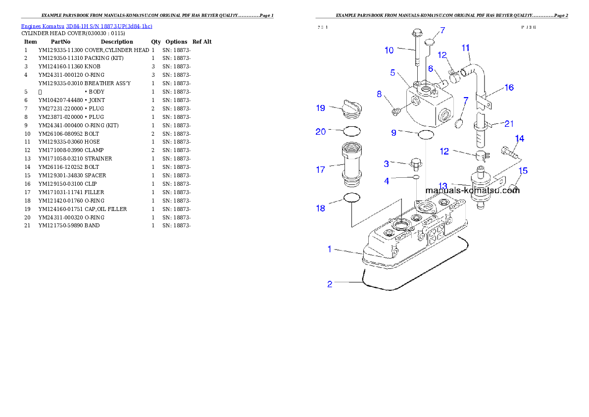 3D84-1H S/N 18873-UP Partsbook
