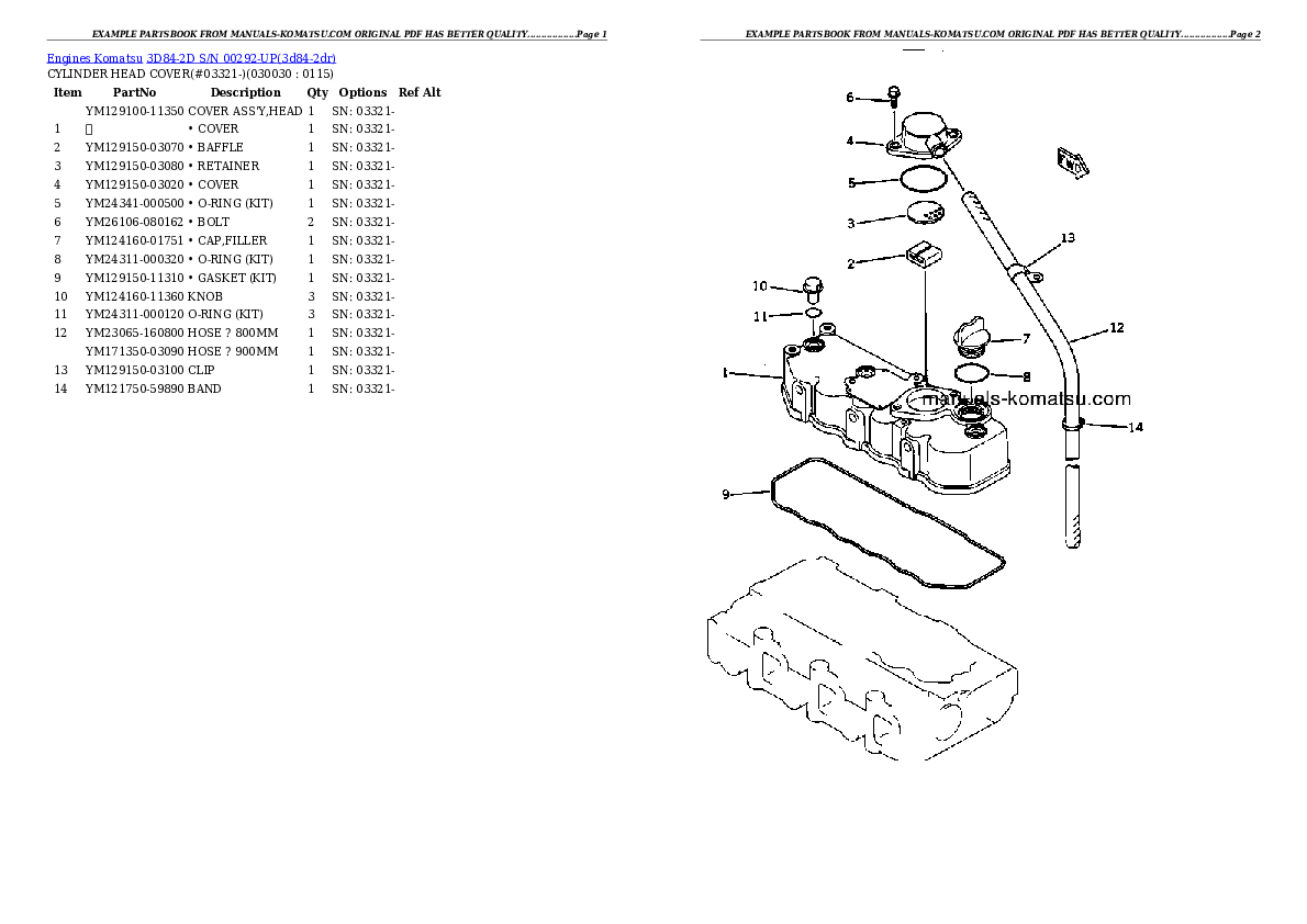 3D84-2D S/N 00292-UP Partsbook