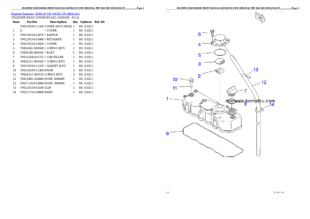 3D84-2E S/N 00292-UP Partsbook