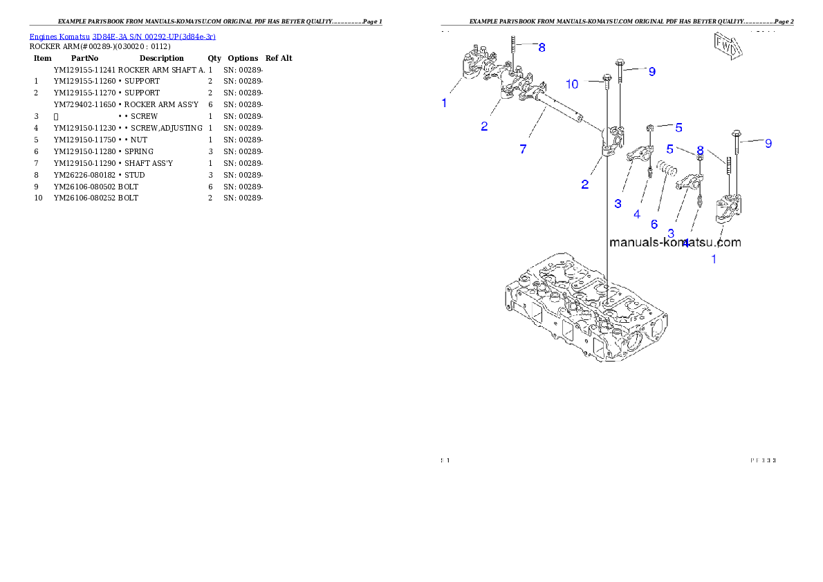 3D84E-3A S/N 00292-UP Partsbook