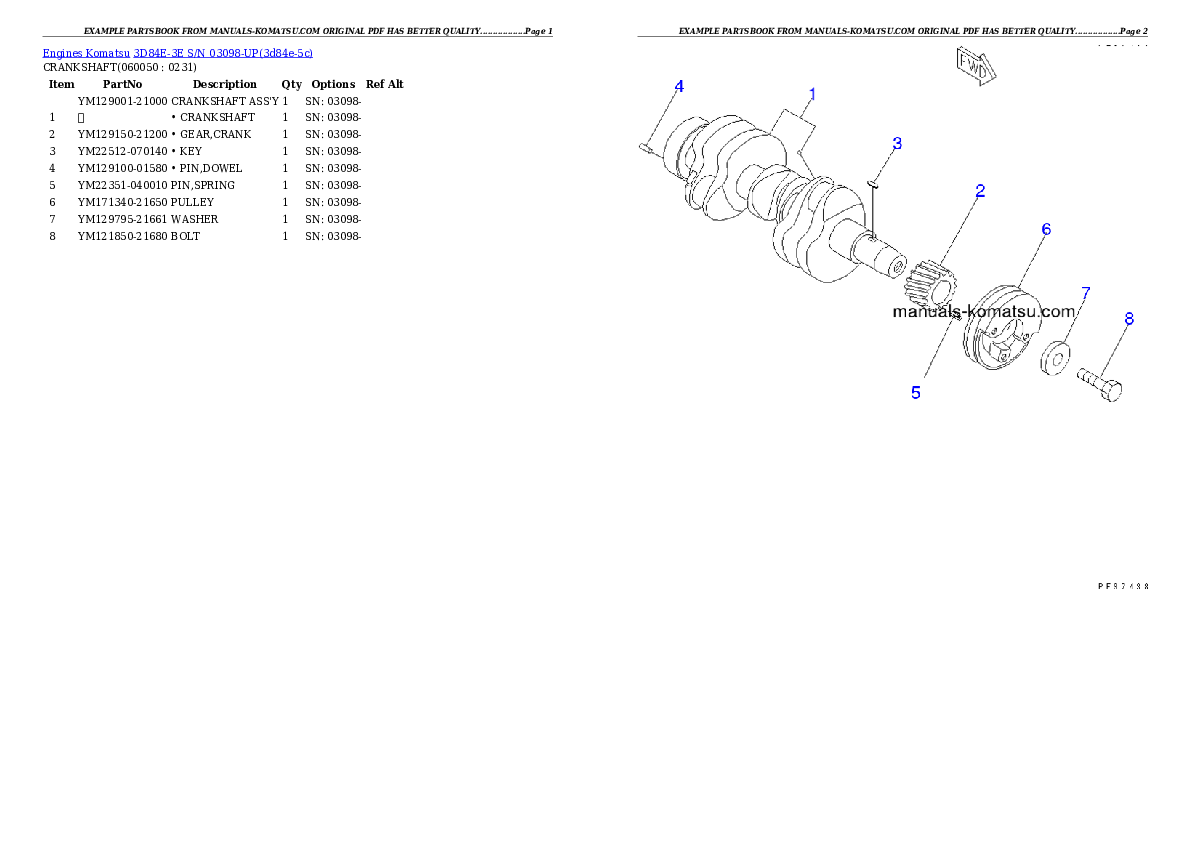 Protected: 3D84E-3E S/N 03098-UP Partsbook