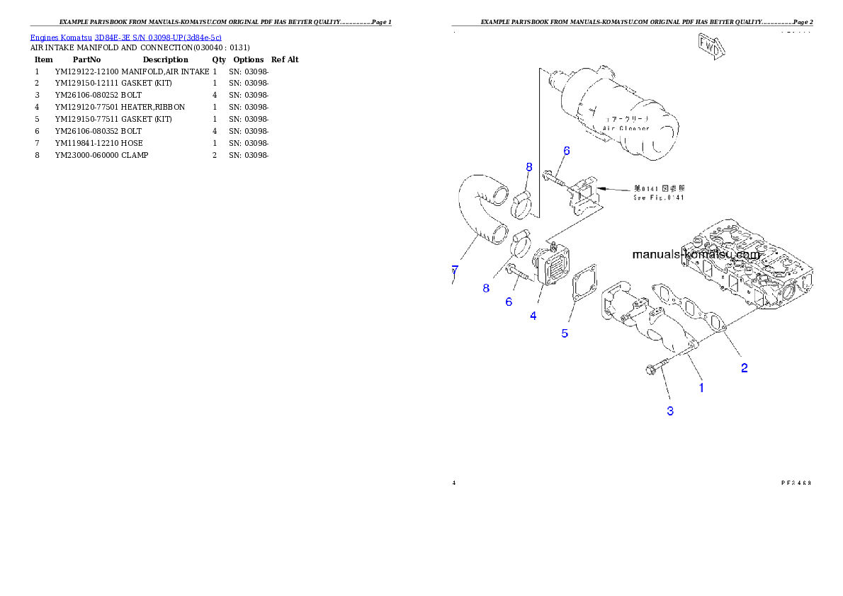 Protected: 3D84E-3E S/N 03098-UP Partsbook