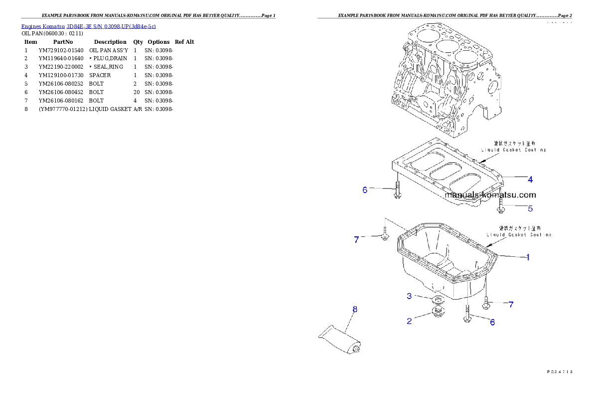 Protected: 3D84E-3E S/N 03098-UP Partsbook