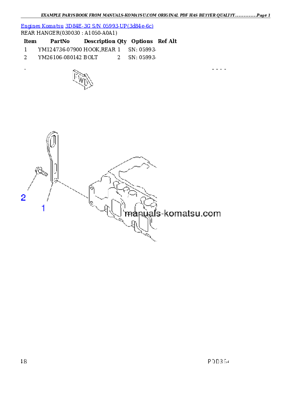3D84E-3G S/N 05993-UP Partsbook