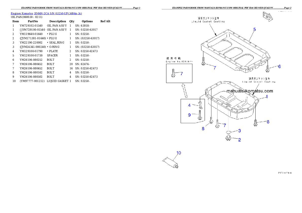 Protected: 3D84N-2CA S/N 03250-UP Partsbook
