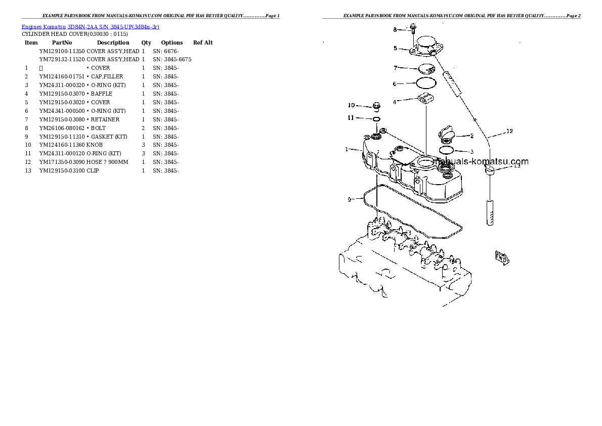 3D84N-2AA S/N 3845-UP Partsbook