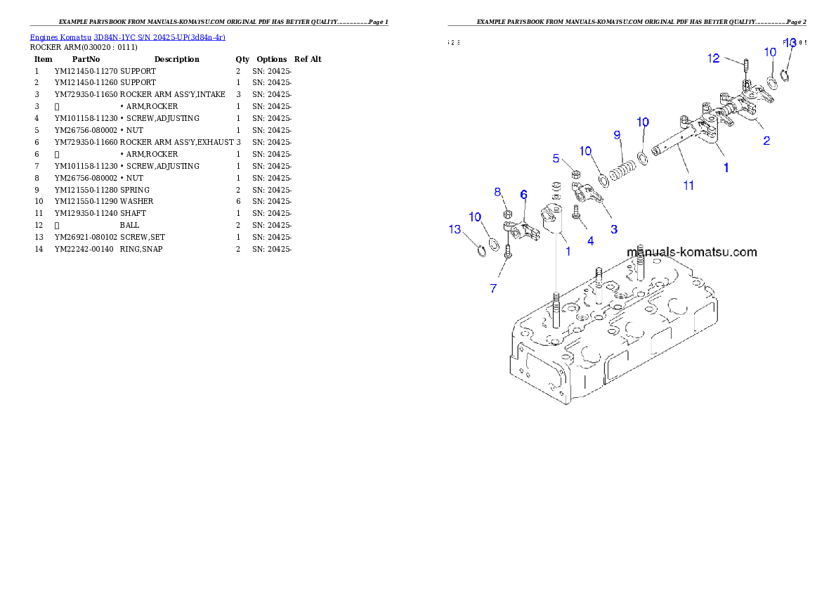 3D84N-1YC S/N 20425-UP Partsbook