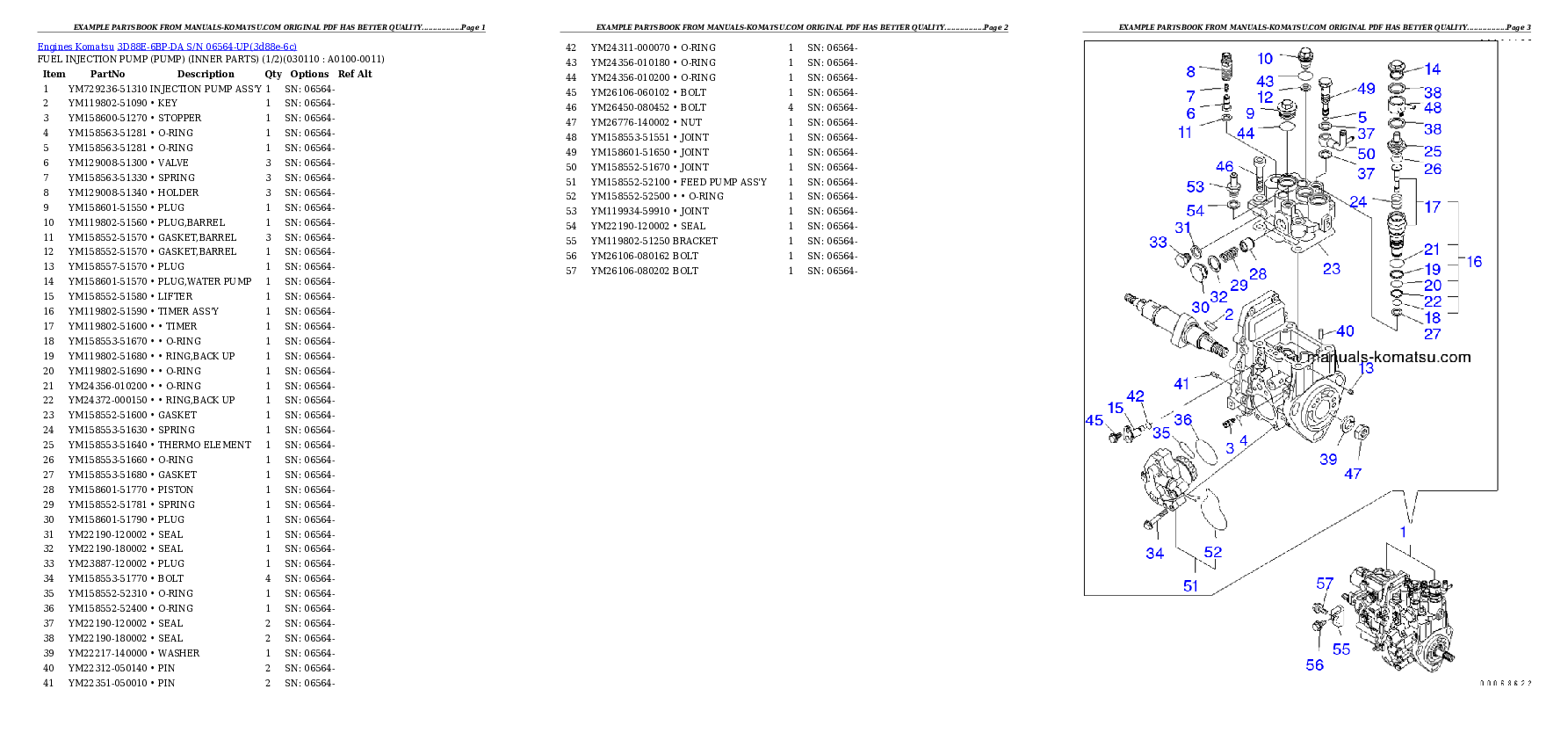 Protected: 3D88E-6BP-DA S/N 06564-UP Partsbook