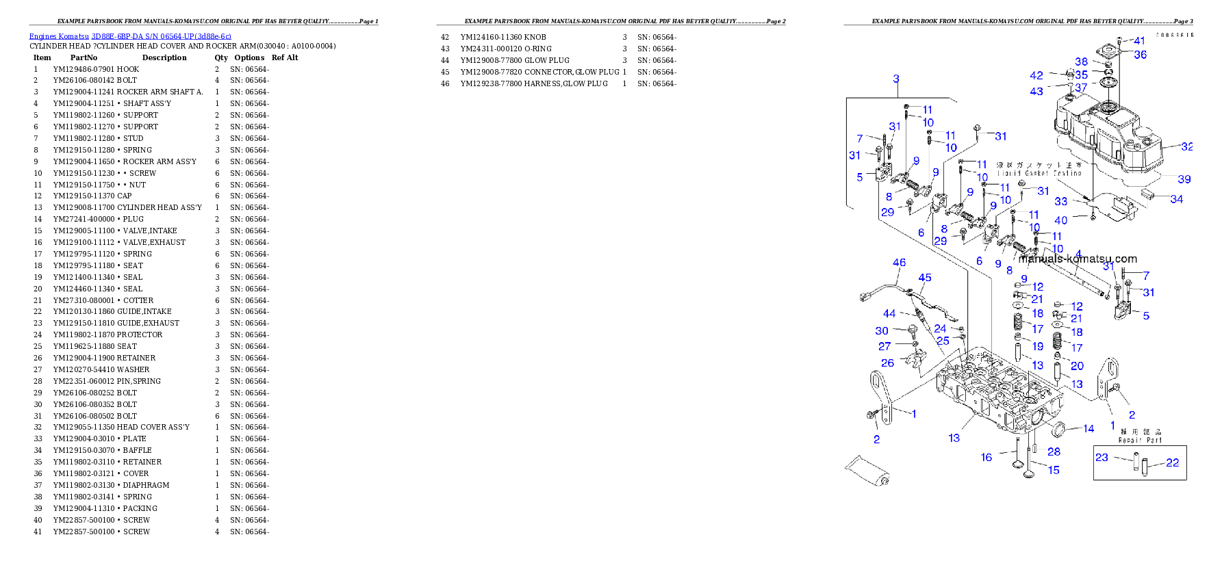 Protected: 3D88E-6BP-DA S/N 06564-UP Partsbook