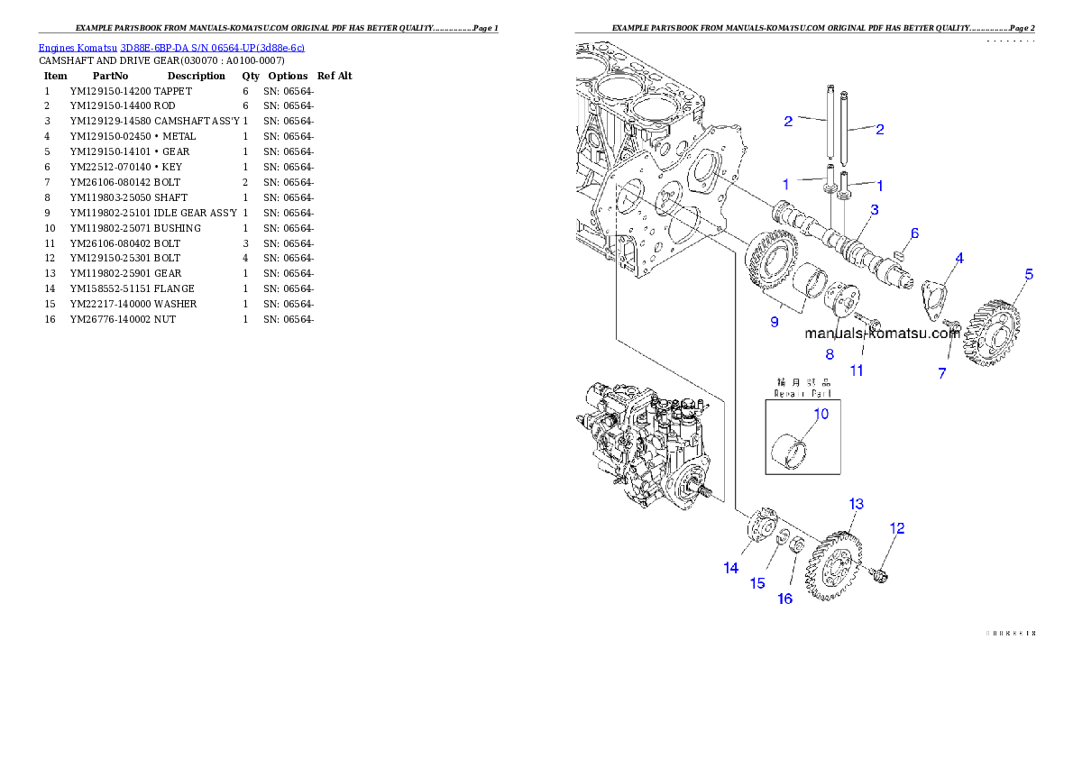 Protected: 3D88E-6BP-DA S/N 06564-UP Partsbook