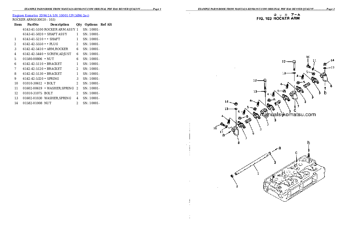 3D94-2A S/N 10001-UP Partsbook