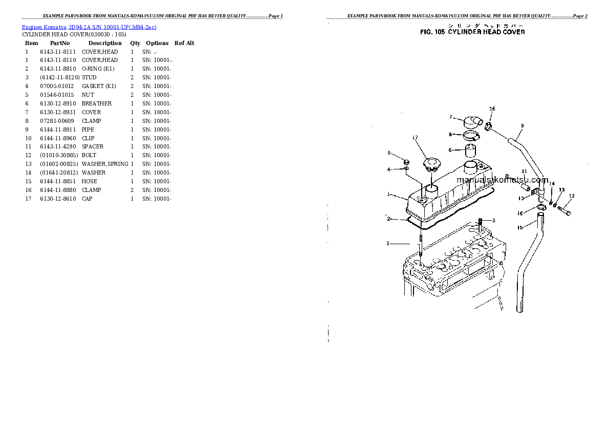 3D94-2A S/N 10001-UP Partsbook