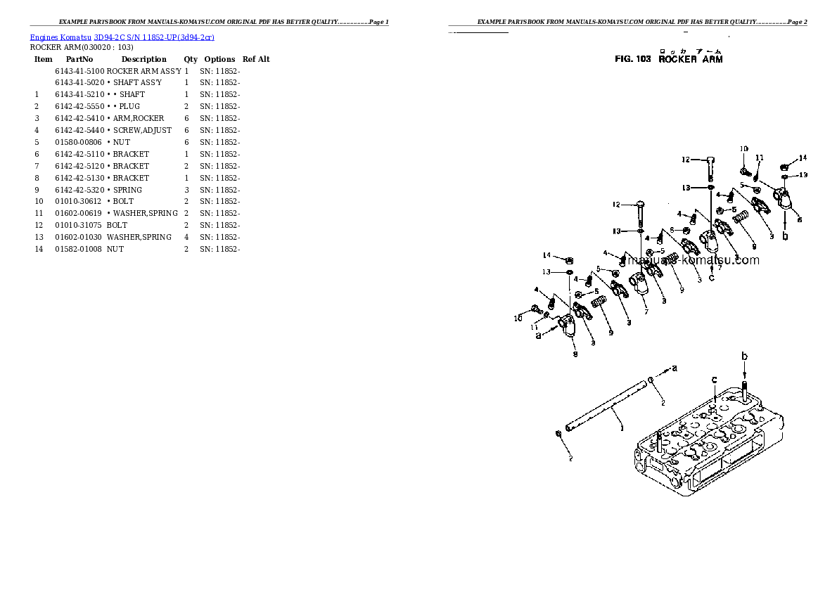 3D94-2C S/N 11852-UP Partsbook
