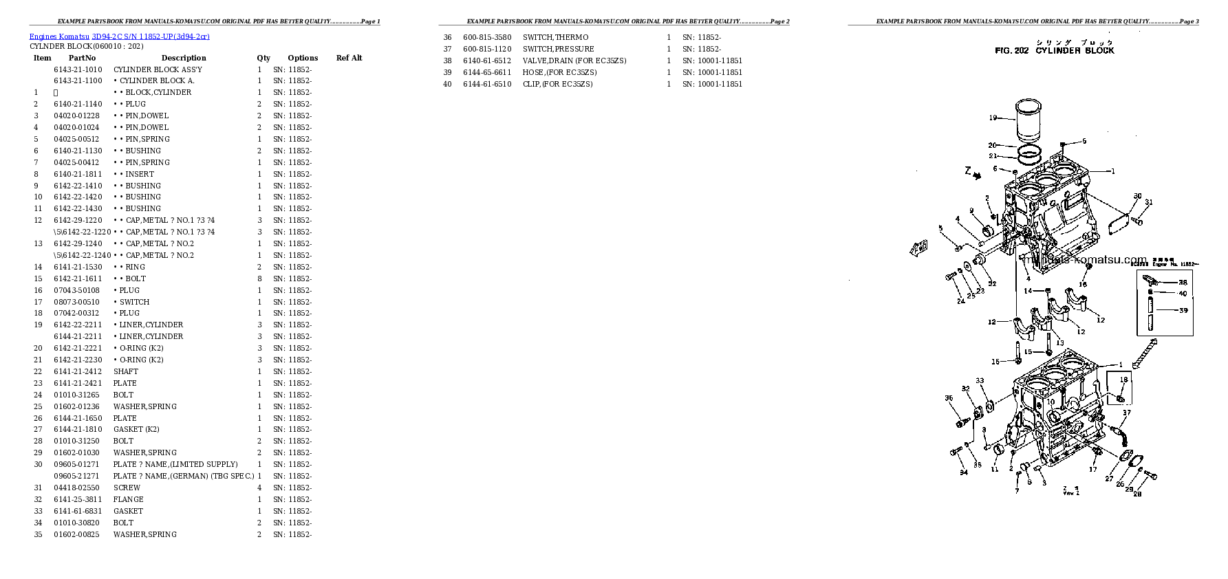 Protected: 3D94-2C S/N 11852-UP Partsbook