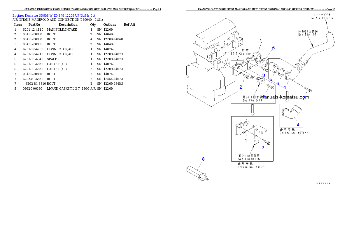 Protected: 3D95S-W-1D S/N 12209-UP Partsbook