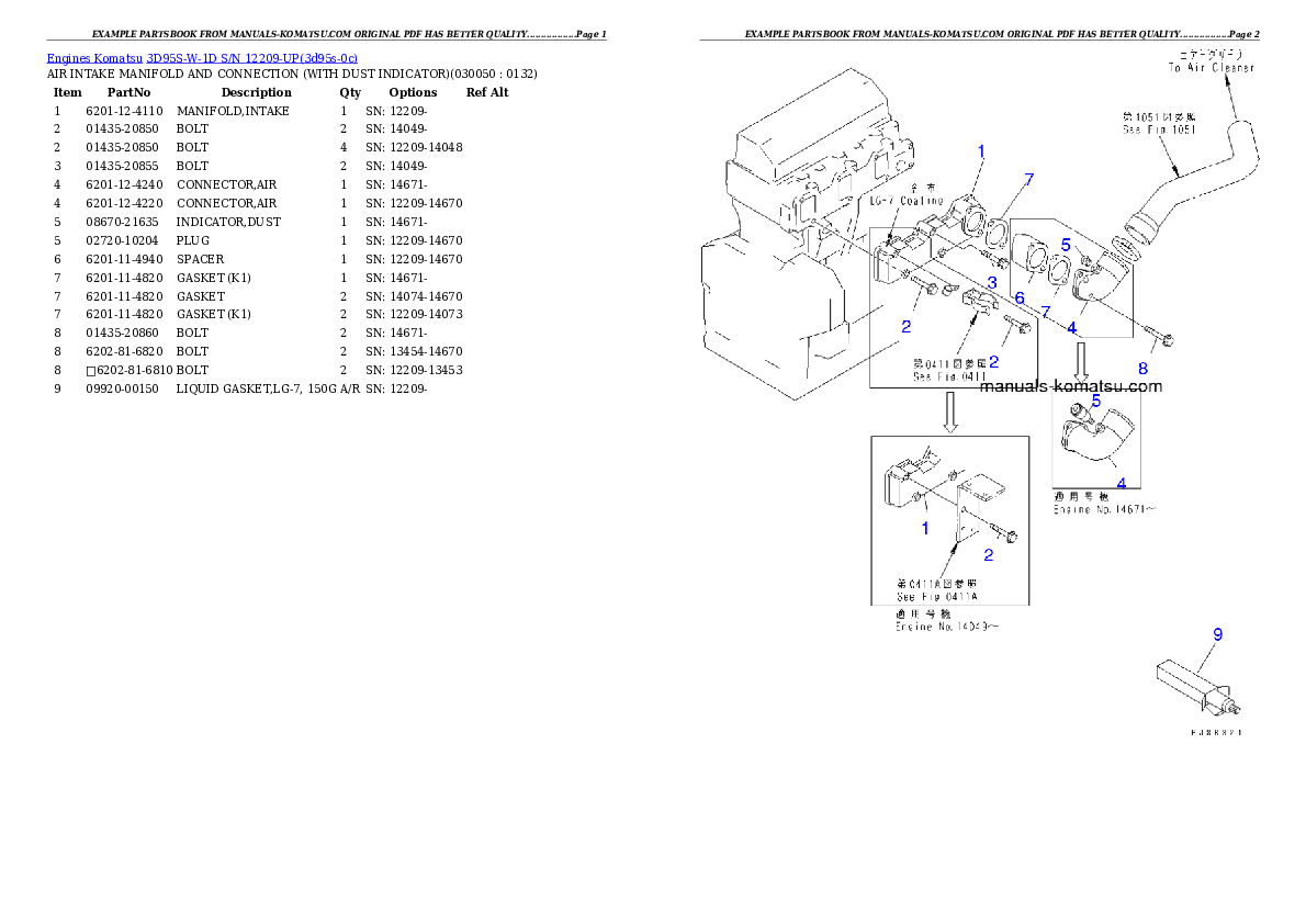 Protected: 3D95S-W-1D S/N 12209-UP Partsbook
