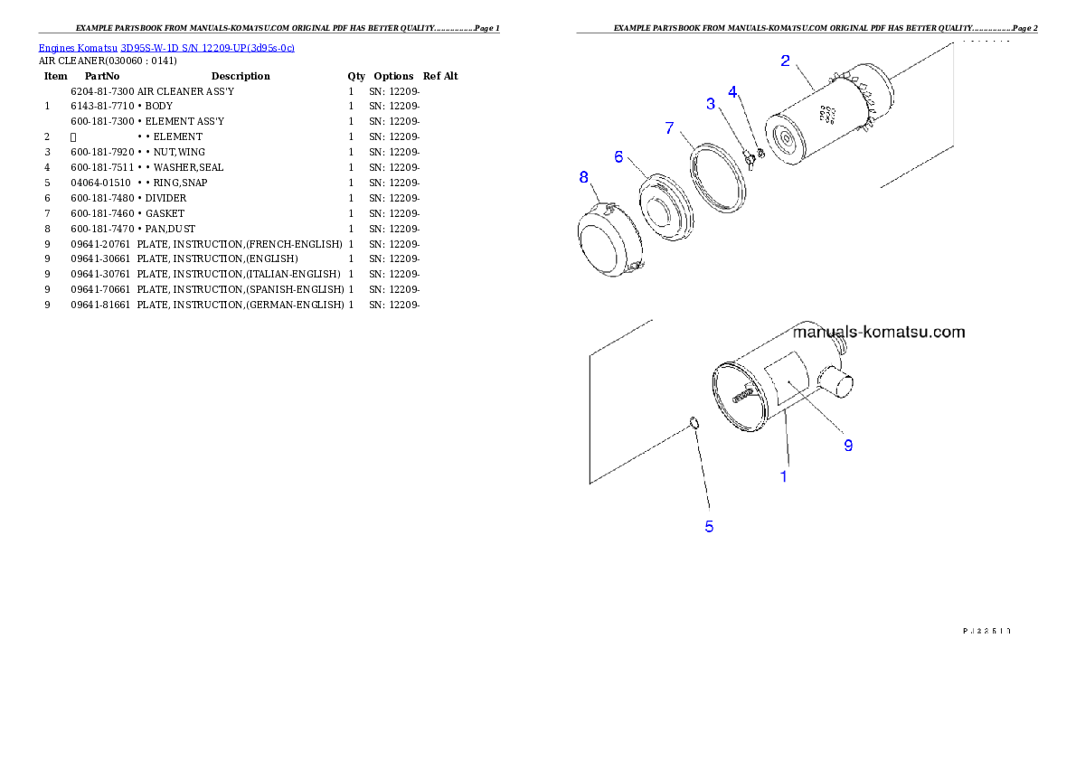 Protected: 3D95S-W-1D S/N 12209-UP Partsbook