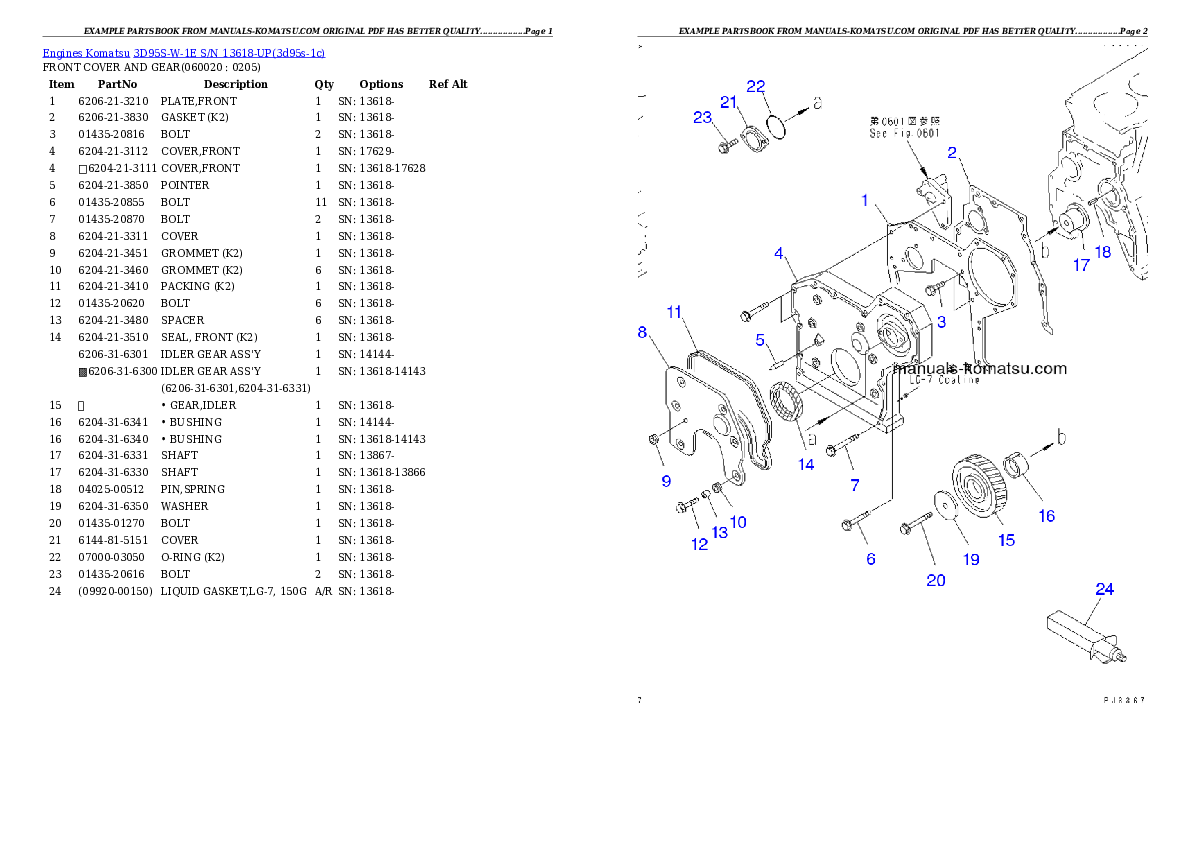 Protected: 3D95S-W-1E S/N 13618-UP Partsbook