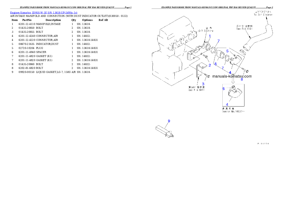 Protected: 3D95S-W-1E S/N 13618-UP Partsbook
