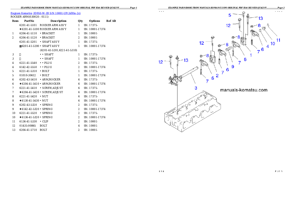 3D95S-W-1B S/N 10001-UP Partsbook