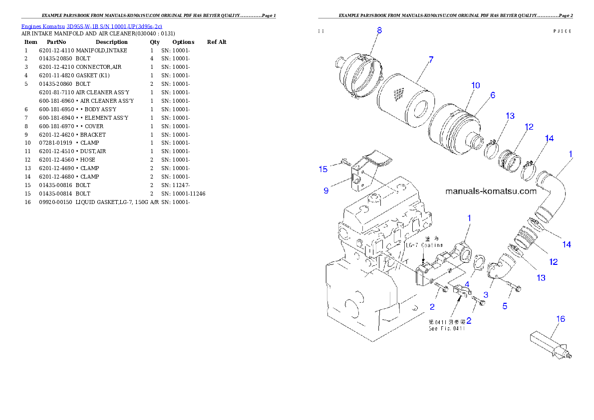 Protected: 3D95S-W-1B S/N 10001-UP Partsbook