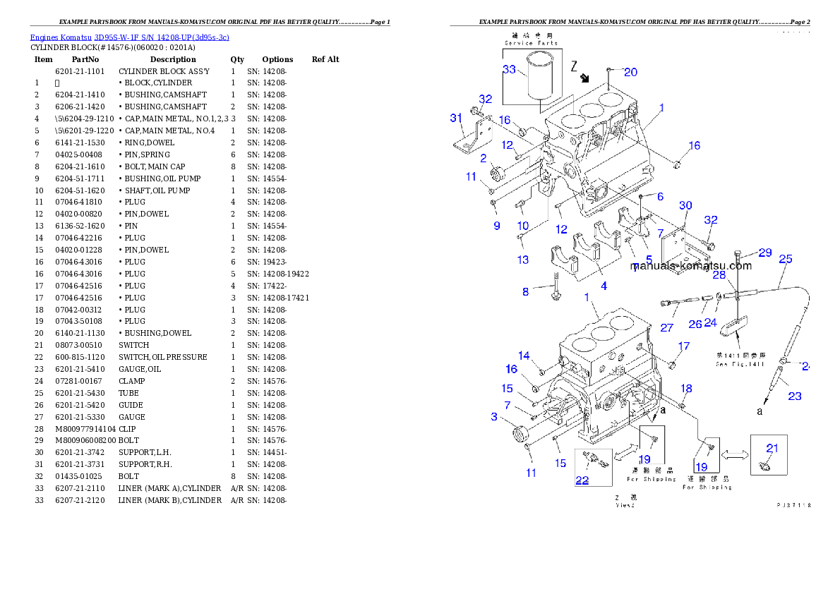 Protected: 3D95S-W-1F S/N 14208-UP Partsbook