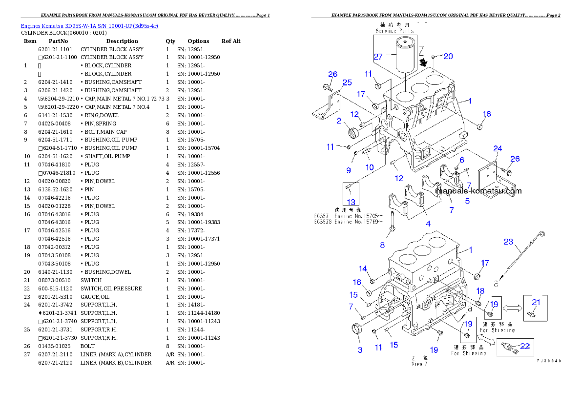 Protected: 3D95S-W-1A S/N 10001-UP Partsbook