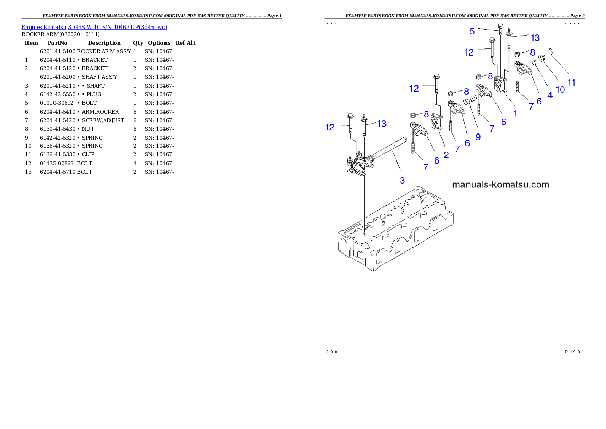 3D95S-W-1C S/N 10467-UP Partsbook