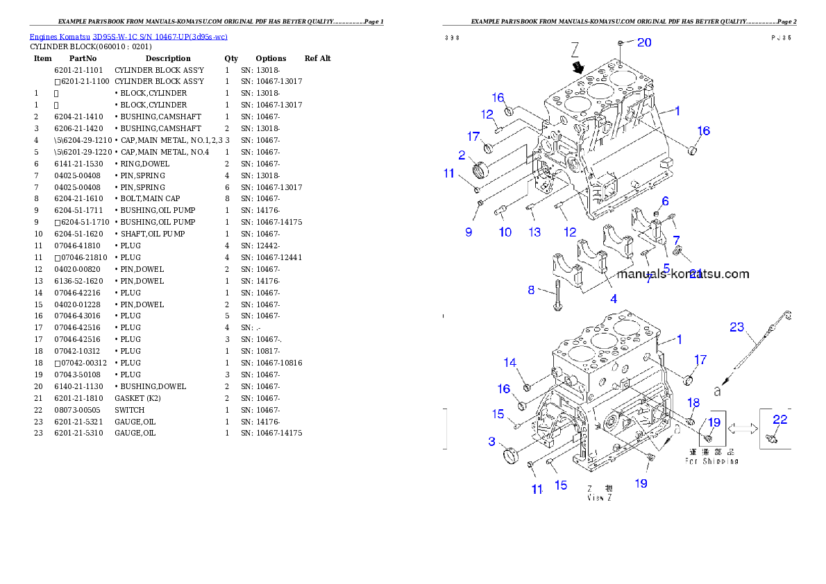 Protected: 3D95S-W-1C S/N 10467-UP Partsbook