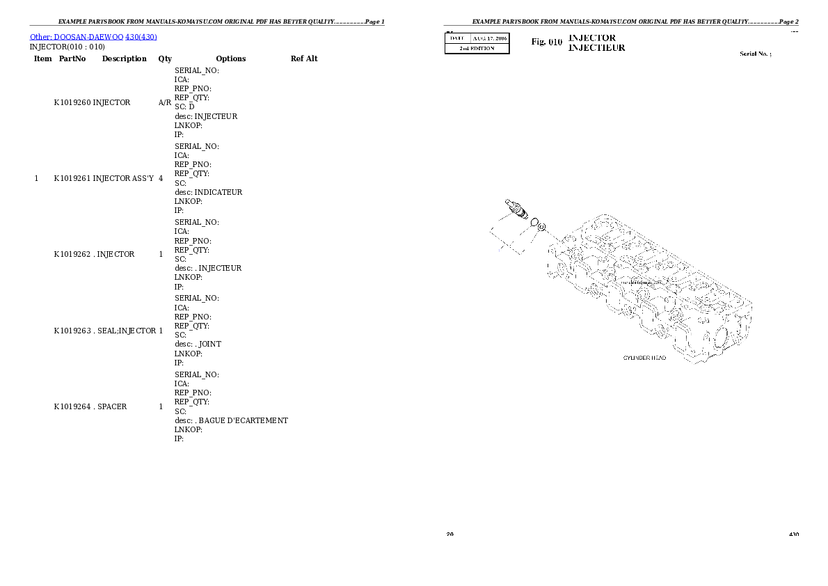 Protected: WA430-6 S/N 65562-UP (FOR KAL (Chassis only)) Partsbook