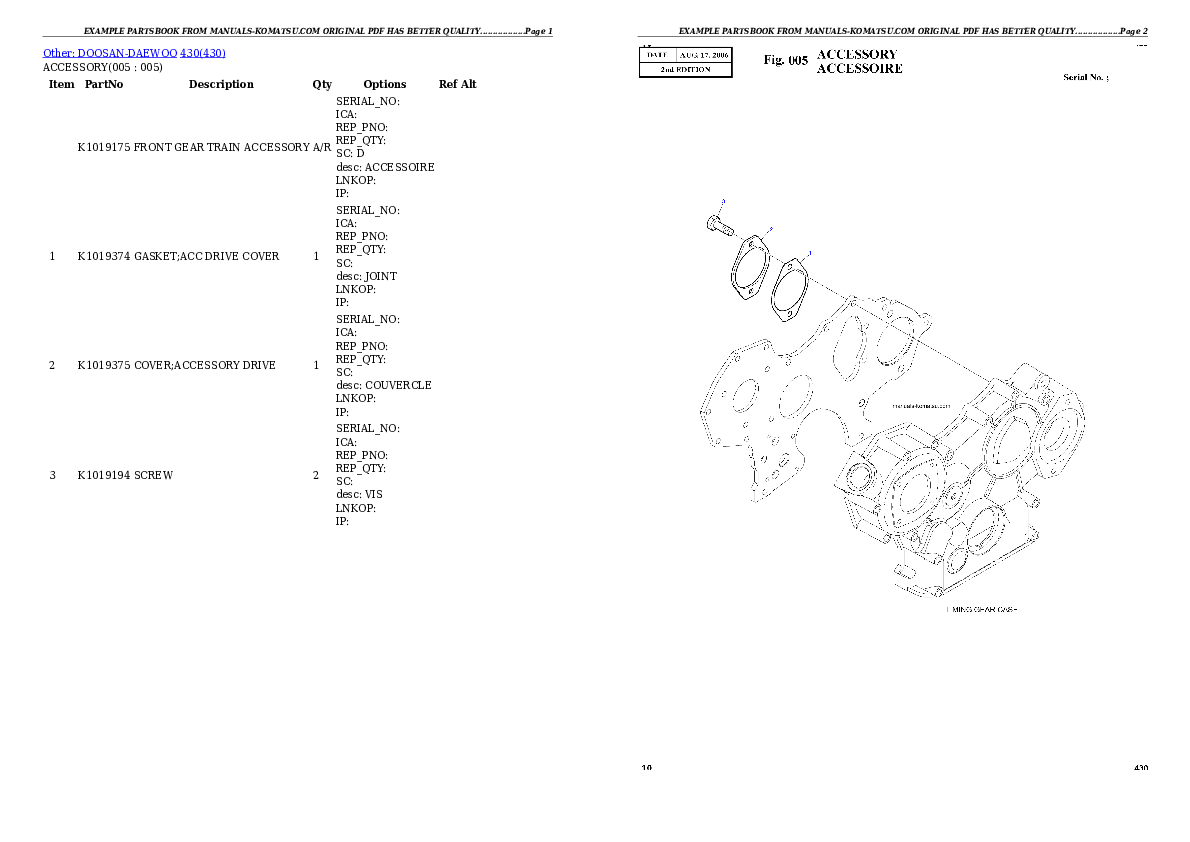 Protected: WA430-6 S/N 65562-UP (FOR KAL (Chassis only)) Partsbook