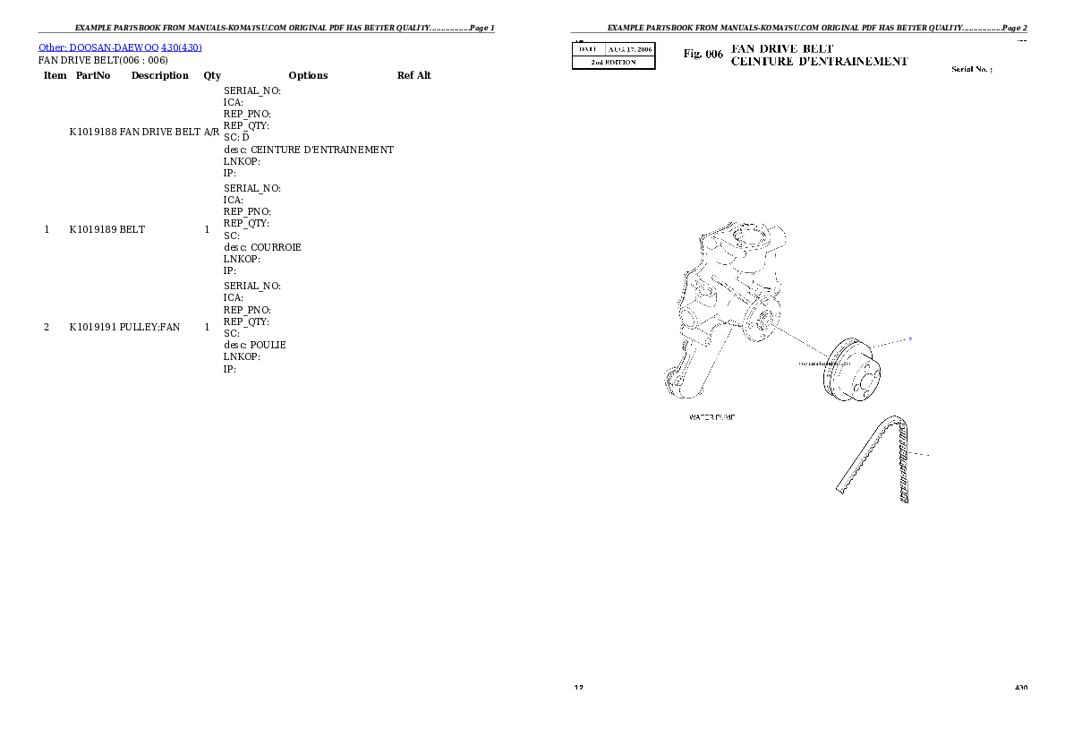 Protected: WA430-6 S/N 65562-UP (FOR KAL (Chassis only)) Partsbook