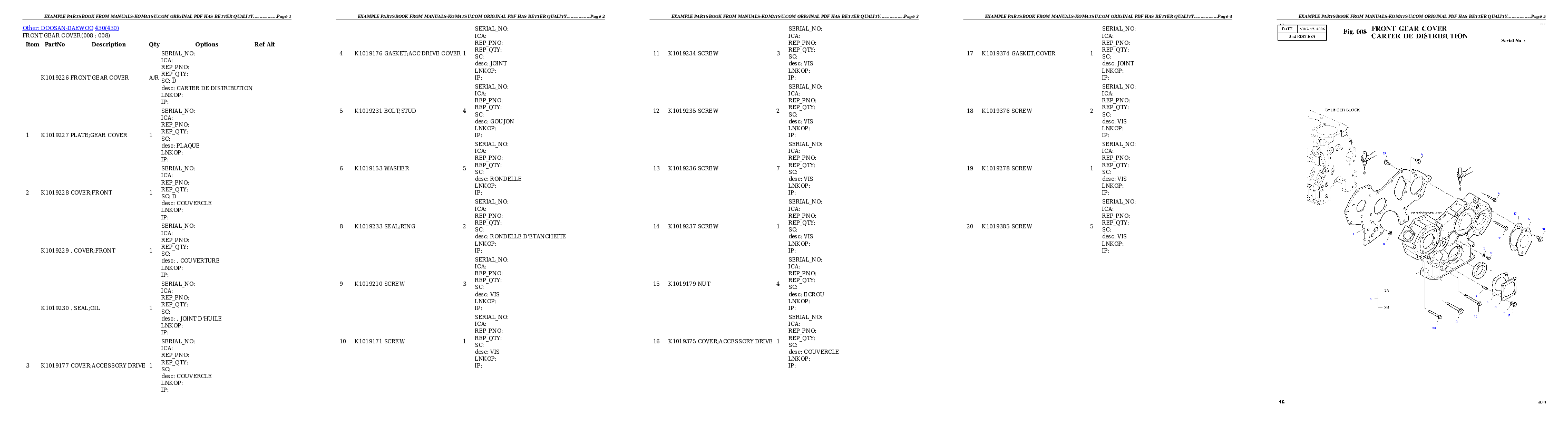 Protected: WA430-6 S/N 65562-UP (FOR KAL (Chassis only)) Partsbook