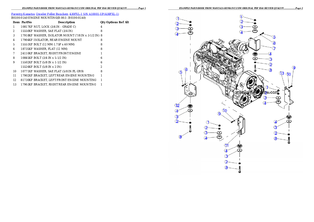 Protected: 430FXL-1 S/N A10001-UP Partsbook