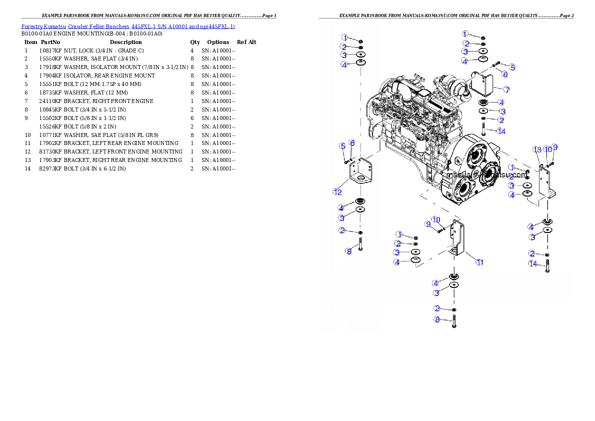 Protected: 445FXL-1 S/N A10001 and up Partsbook