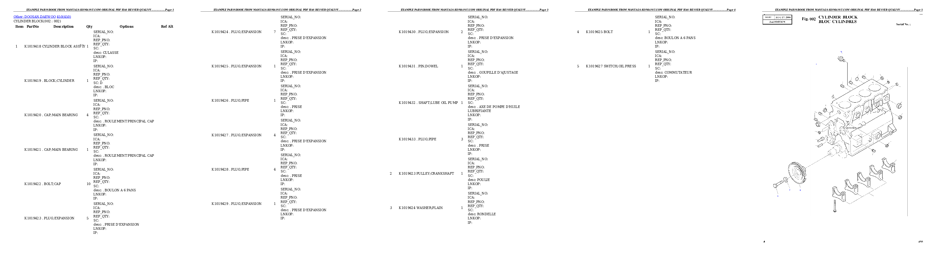 SAA6D125E-5F S/N 562304-UP (For PC400-8/PC400LC-8/PC450-8/PC450LC-8/PC500LC-8/PC550LC-8) Partsbook