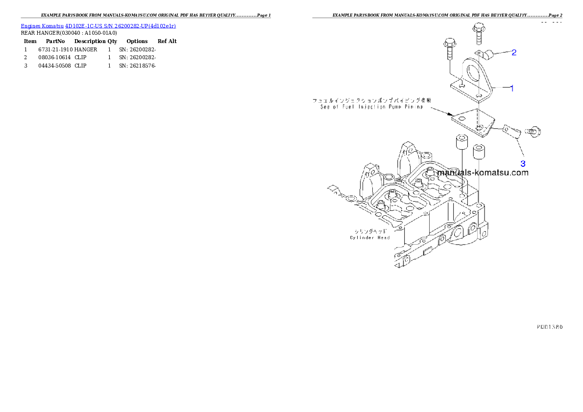 Protected: 4D102E-1C-US S/N 26200282-UP Partsbook