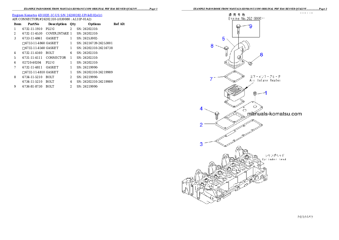 Protected: 4D102E-1C-US S/N 26200282-UP Partsbook