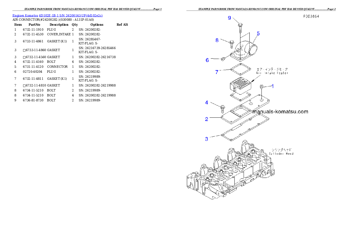 Protected: 4D102E-1B-1 S/N 26200163-UP Partsbook